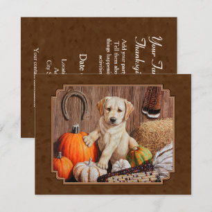 Labrador Retriever Dog & Pumpkins Brown Kaart
