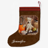 Labrador Retriever Dog & Pumpkins Brown Kleine Kerstsok (Achterkant)