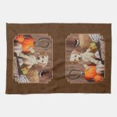 Labrador Retriever Dog & Pumpkins Brown Theedoek (Horizontaal)
