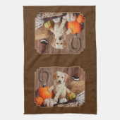 Labrador Retriever Dog & Pumpkins Brown Theedoek (Verticaal)