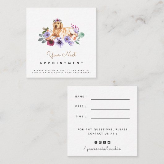 Labrador Retriever Dog Salon Appointinder Vierkante Visitekaartje (Voorkant / Achterkant)
