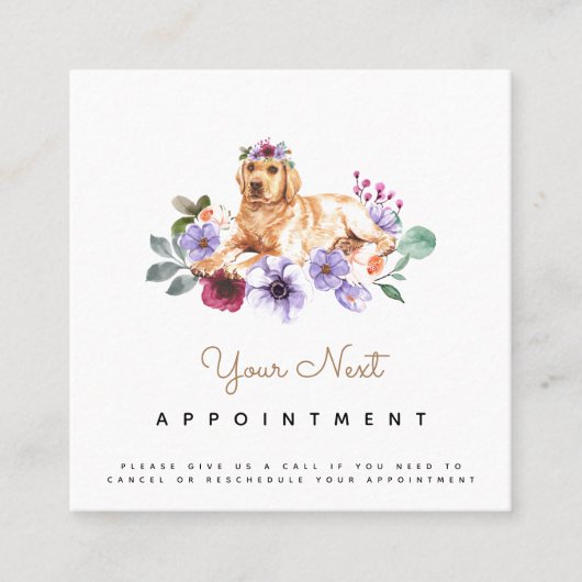 Labrador Retriever Dog Salon Appointinder Vierkante Visitekaartje (Voorkant)