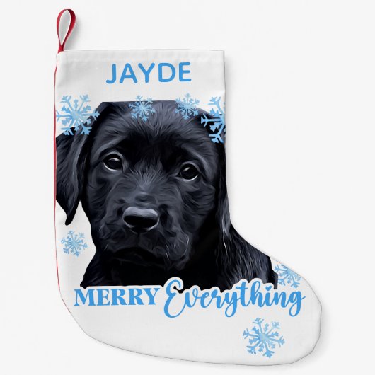Labrador Retriever Dog Schattige Sneeuwpuppy Kleine Kerstsok (Voorkant)