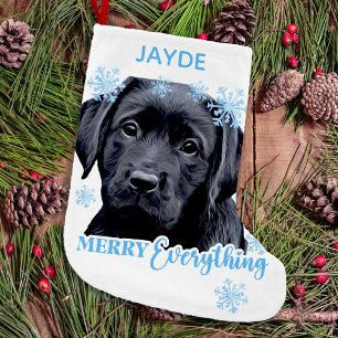 Labrador Retriever Dog Schattige Sneeuwpuppy Kleine Kerstsok