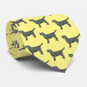 Labrador Retriever Dog Silhouette Blue & Yellow Stropdas (Opgerold)