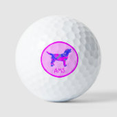 Labrador Retriever Dog Silhouette Pink Monogram Golfballen (Voorkant)