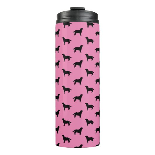 Labrador Retriever Dog Silhouettes Patroonroze Thermosbeker (Voorkant)