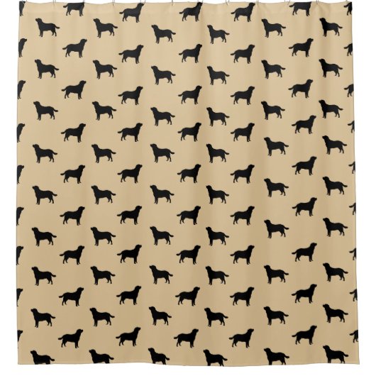 Labrador Retriever Dog Silhouettes Pattern beige Douchegordijn (Voorkant)