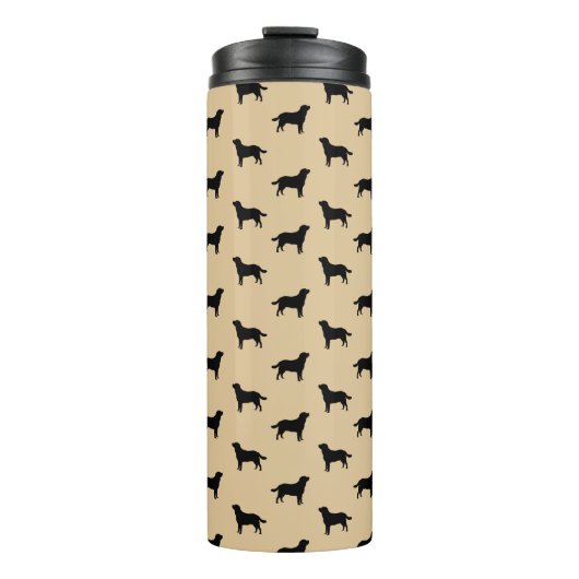 Labrador Retriever Dog Silhouettes Pattern beige Thermosbeker (Voorkant)