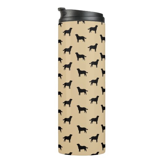 Labrador Retriever Dog Silhouettes Pattern beige Thermosbeker (Geroteerd rechts)