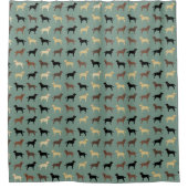 Labrador Retriever Dog Silhouettes Pattern Labs Douchegordijn (Voorkant)