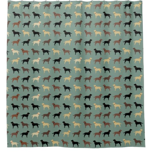 Labrador Retriever Dog Silhouettes Pattern Labs Douchegordijn (Voorkant)