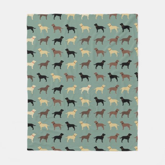 Labrador Retriever Dog Silhouettes Pattern Labs Fleece Deken (Voorkant)