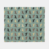 Labrador Retriever Dog Silhouettes Pattern Labs Fleece Deken (Voorkant (Horizontaal))