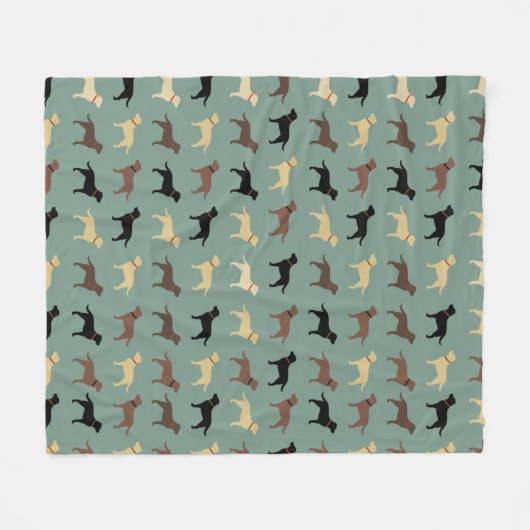 Labrador Retriever Dog Silhouettes Pattern Labs Fleece Deken (Voorkant (Horizontaal))