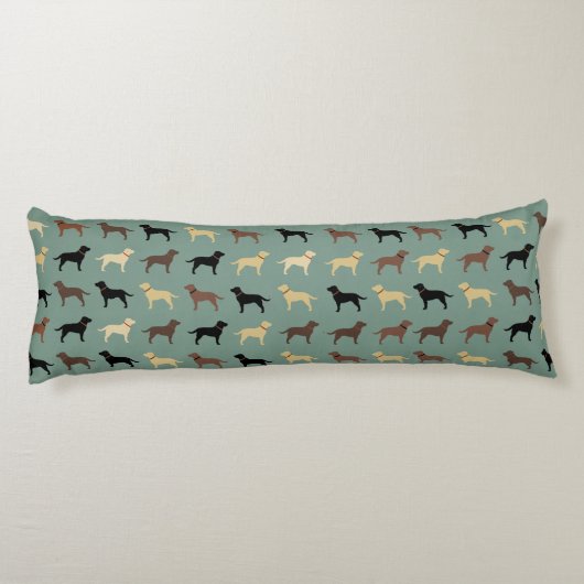 Labrador Retriever Dog Silhouettes Pattern Labs Lichaamskussen (Achterkant)