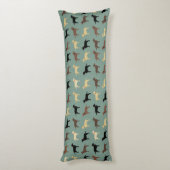 Labrador Retriever Dog Silhouettes Pattern Labs Lichaamskussen (Achterkant (Verticaal))