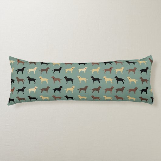 Labrador Retriever Dog Silhouettes Pattern Labs Lichaamskussen (Voorkant)