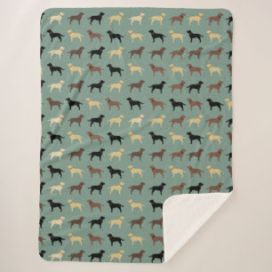 Labrador Retriever Dog Silhouettes Pattern Labs Sherpa Deken