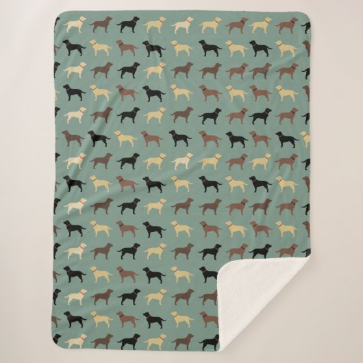 Labrador Retriever Dog Silhouettes Pattern Labs Sherpa Deken (Voorkant)