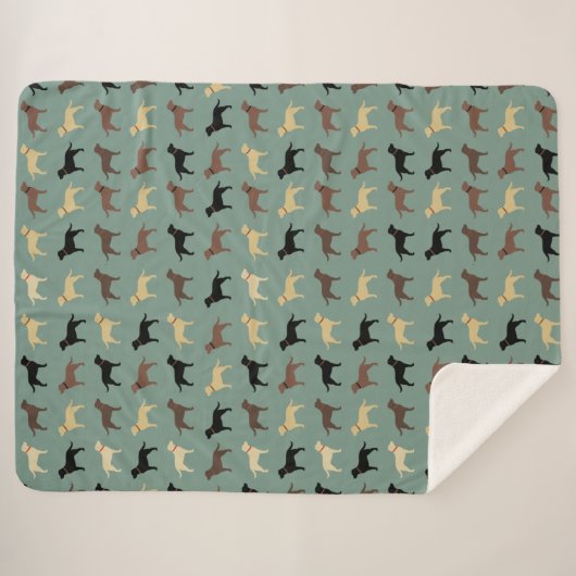 Labrador Retriever Dog Silhouettes Pattern Labs Sherpa Deken (Voorkant (horizontaal))