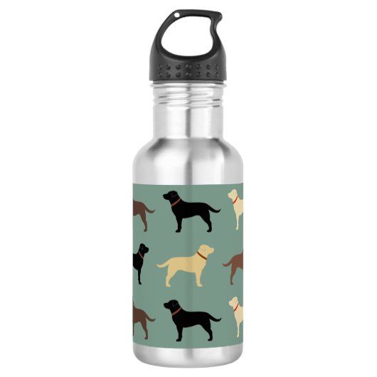 Labrador Retriever Dog Silhouettes Pattern Labs Waterfles (Voorkant)