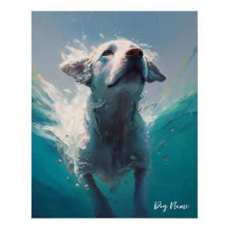 Labrador Retriever dog swimming in water 004 Perfect Poster