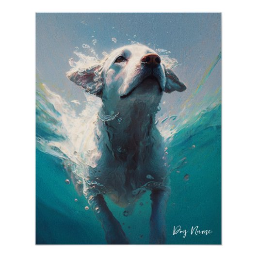 Labrador Retriever dog swimming in water 004 Perfect Poster (Voorkant)