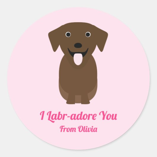 Labrador Retriever Dog Valentijnsdag Party Ronde Sticker (Voorkant)
