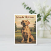Labrador Retriever Dog Vintage Art Briefkaart (Staand voorkant)