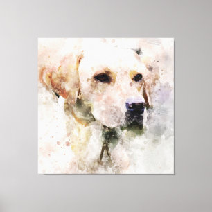 Labrador Retriever Dog Waterverf Portret 02 Canvas Afdruk