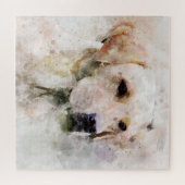 Labrador Retriever Dog Waterverf Portret 02 Legpuzzel (Horizontaal)