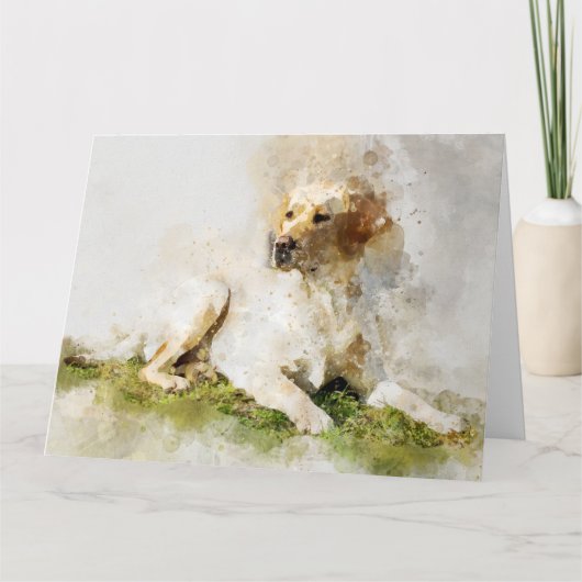 Labrador Retriever Dog Waterverf Portret 03 Bedankkaart (Voorkant)