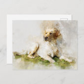 Labrador Retriever Dog Waterverf Portret 03 Briefkaart (Voorkant / Achterkant)