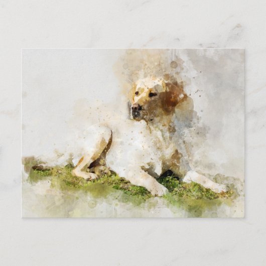 Labrador Retriever Dog Waterverf Portret 03 Briefkaart (Voorkant)