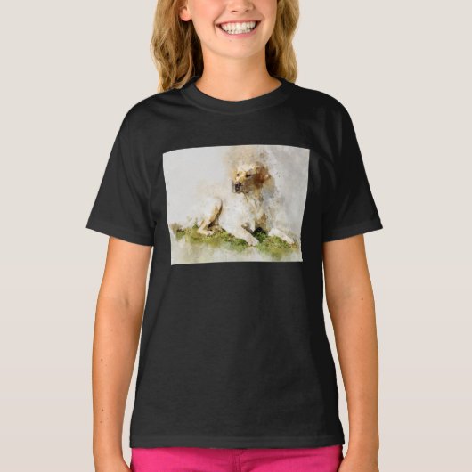 Labrador Retriever Dog Waterverf Portret 03 T-shirt (Voorkant)