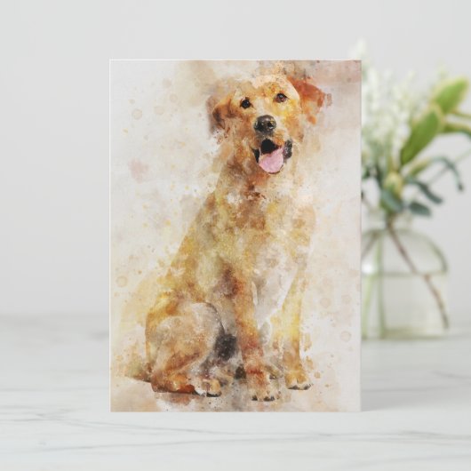 Labrador Retriever Dog Waterverf Portret 04 Bedankkaart (Staand voorkant)