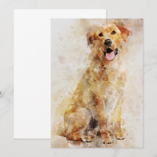 Labrador Retriever Dog Waterverf Portret 04 Bedankkaart (Voorkant / Achterkant)