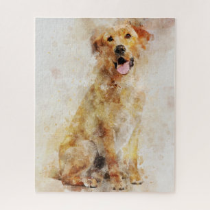 Labrador Retriever Dog Waterverf Portret 04 Legpuzzel