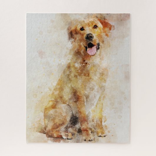 Labrador Retriever Dog Waterverf Portret 04 Legpuzzel (Verticaal)