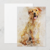 Labrador Retriever Dog Waterverf Portret 04 Notitiekaartje (Voorkant / Achterkant)