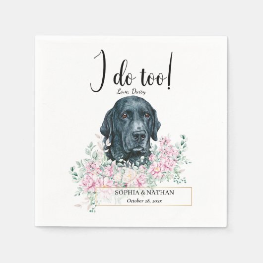 Labrador Retriever Dog Wedding Cocktail Napkins Servet (Voorkant)