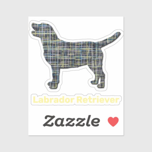 Labrador Retriever Dog Yellow & Blue Grid Sticker (Vel)