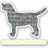 Labrador Retriever Dog Yellow & Blue Grid Sticker (Voorkant)