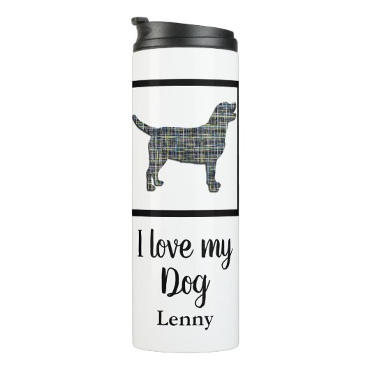 Labrador Retriever Dog Yellow & Blue Silhouette Thermosbeker (Geroteerd rechts)