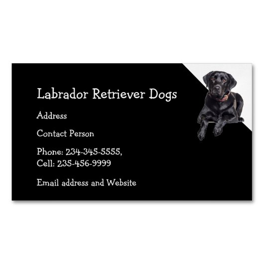 Labrador Retriever Dogs Breeder Pet Sitter Magnetisch Visitekaartje (Voorkant)