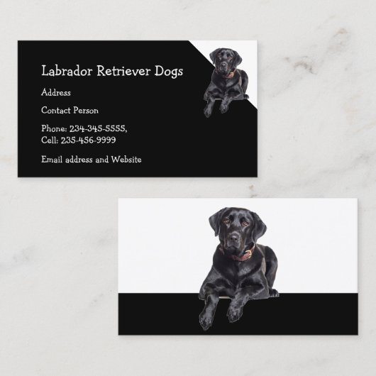 Labrador Retriever Dogs Breeder Pet Sitter Visitekaartje (Voorkant / Achterkant)