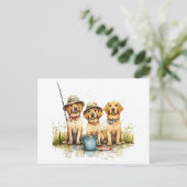 Labrador Retriever Dogs Gevist Briefkaart (Staand voorkant)