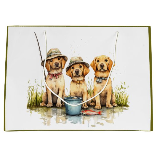 Labrador Retriever Dogs Gevist Groot Cadeauzakje (Voorkant)