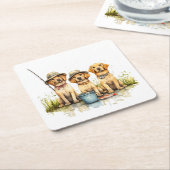 Labrador Retriever Dogs Gevist Kartonnen Onderzetters (Schuin)